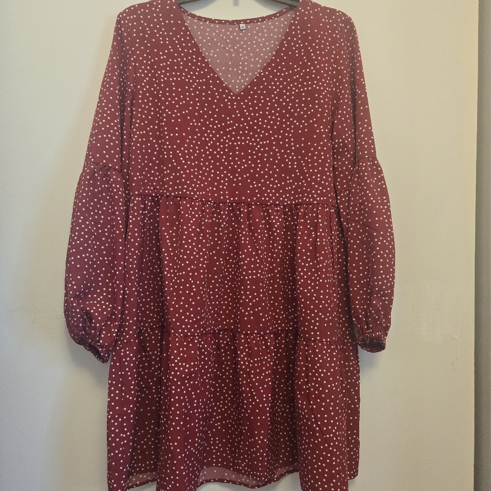 Red polka dot dress long sleeved